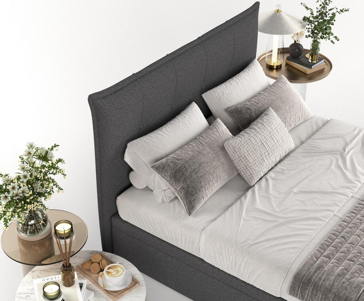 POLSTERBETT Liano mit Stauraum 120/200 cm Anthrazit im Megan Stoff - Anthrazit/Schwarz, Holz/Holzwerkstoff (120/200cm) - AltaBeds