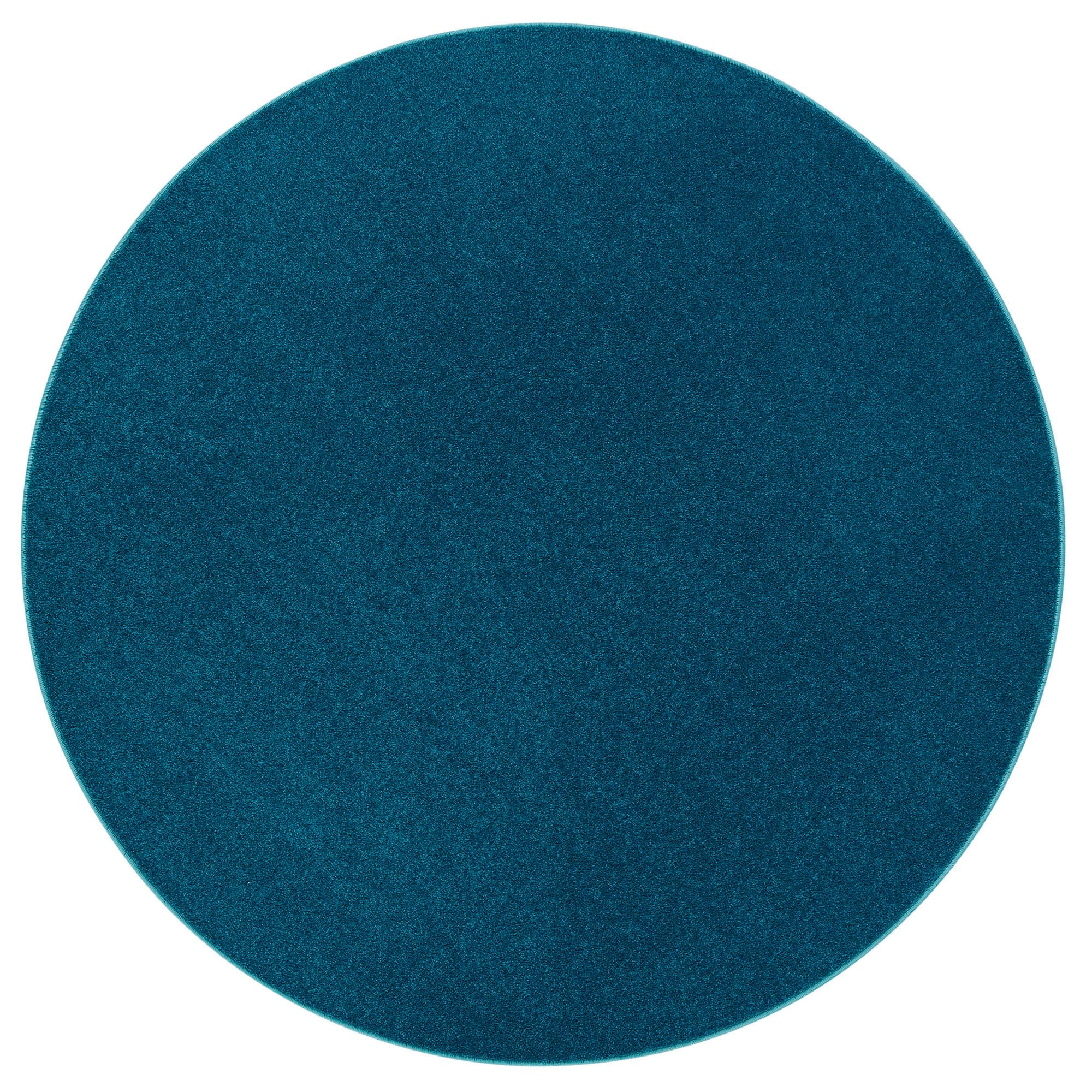 HOCHFLOR VELOURS TEPPICH LUNA RUND - Petrol, Textil (100/100cm) - Snapstyle