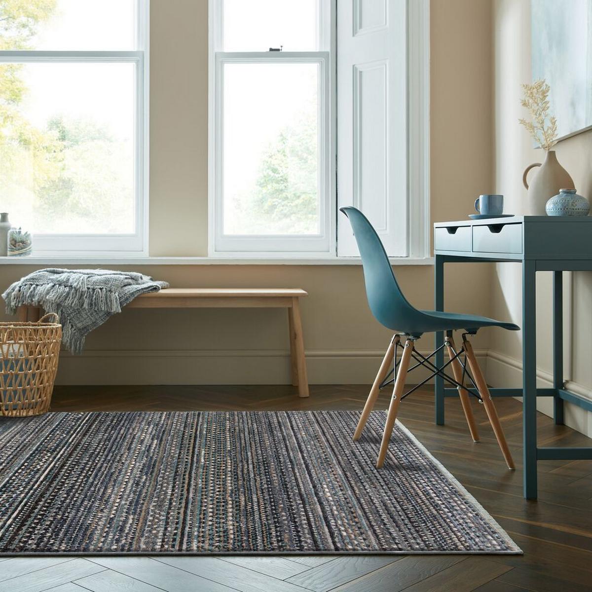 TEPPICH PERRAN, gestreift, Blau, 80 x 140 cm - Blau, Textil (140/80cm) - KADIMA DESIGN