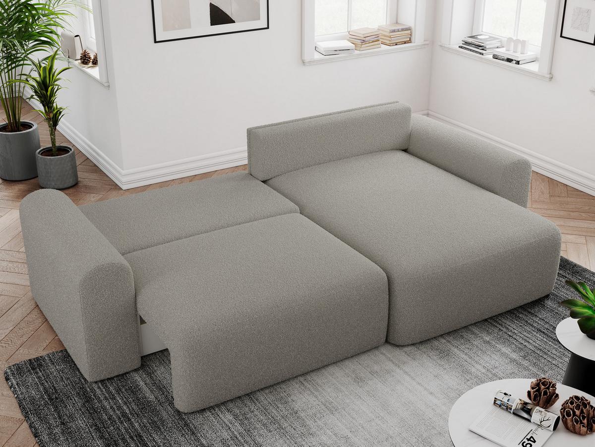 ECKSOFA NELSON Grau Boucle - Schwarz/Grau, Kunststoff/Textil (274/152cm) - MKS