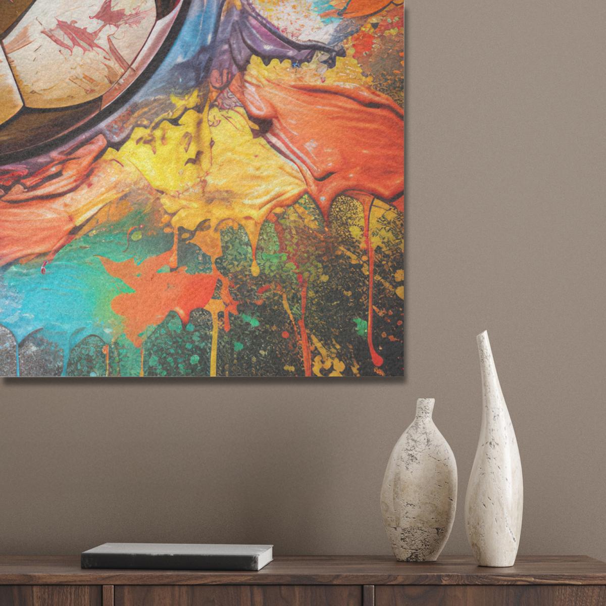 AKUSTIKBILD Fußball - Farbe - Farben - Schwarz - Weiß Akustikpaneele 90x90 cm - Weiß, Kunststoff (90/90/0.9cm) - MuchoWow