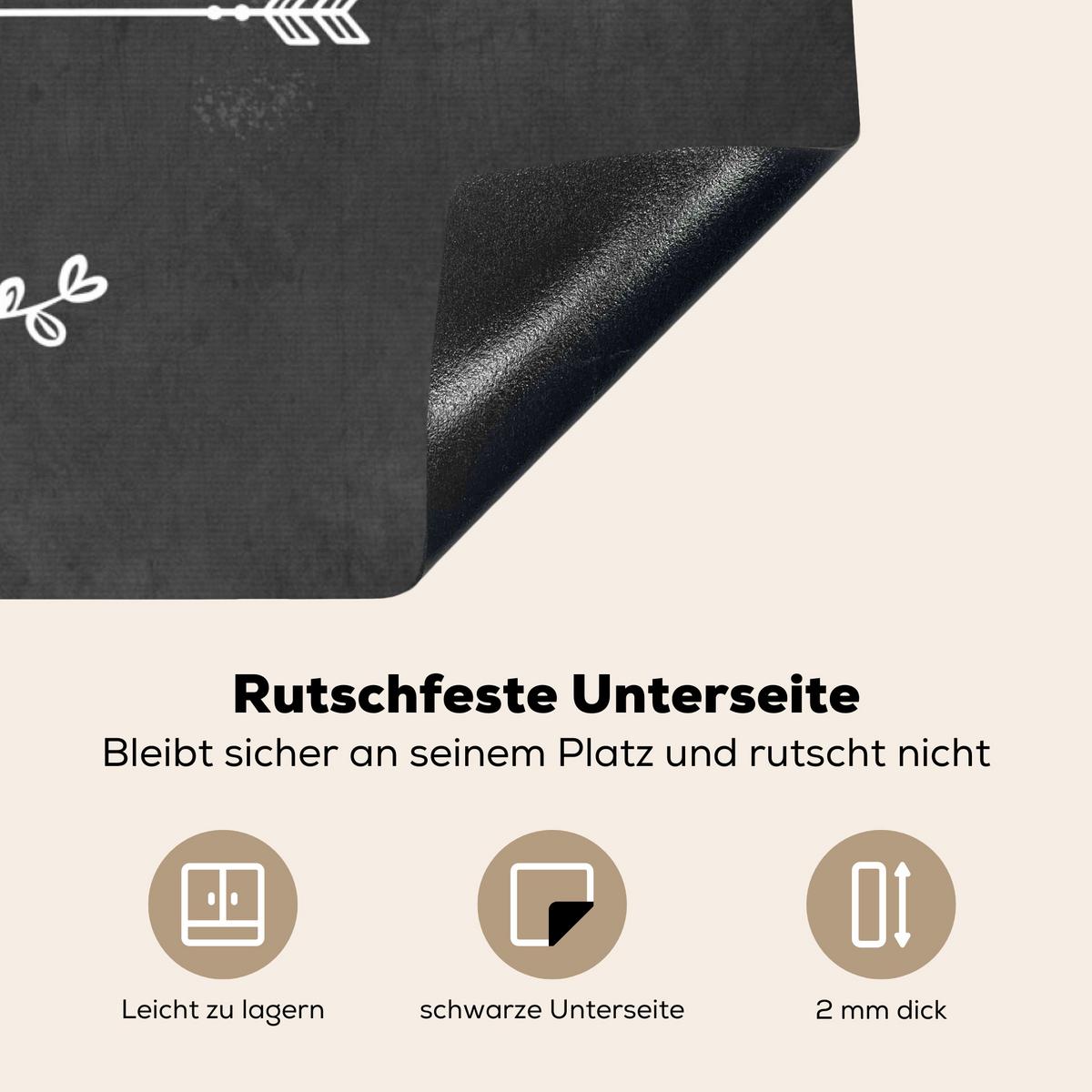 HERDABDECKPLATTE Zitat - Einen schönen Tag - Grau - Weiß Ceranfeldabdeckung 85x52 cm - Anthrazit, Kunststoff (85/52/0.2cm) - MuchoWow