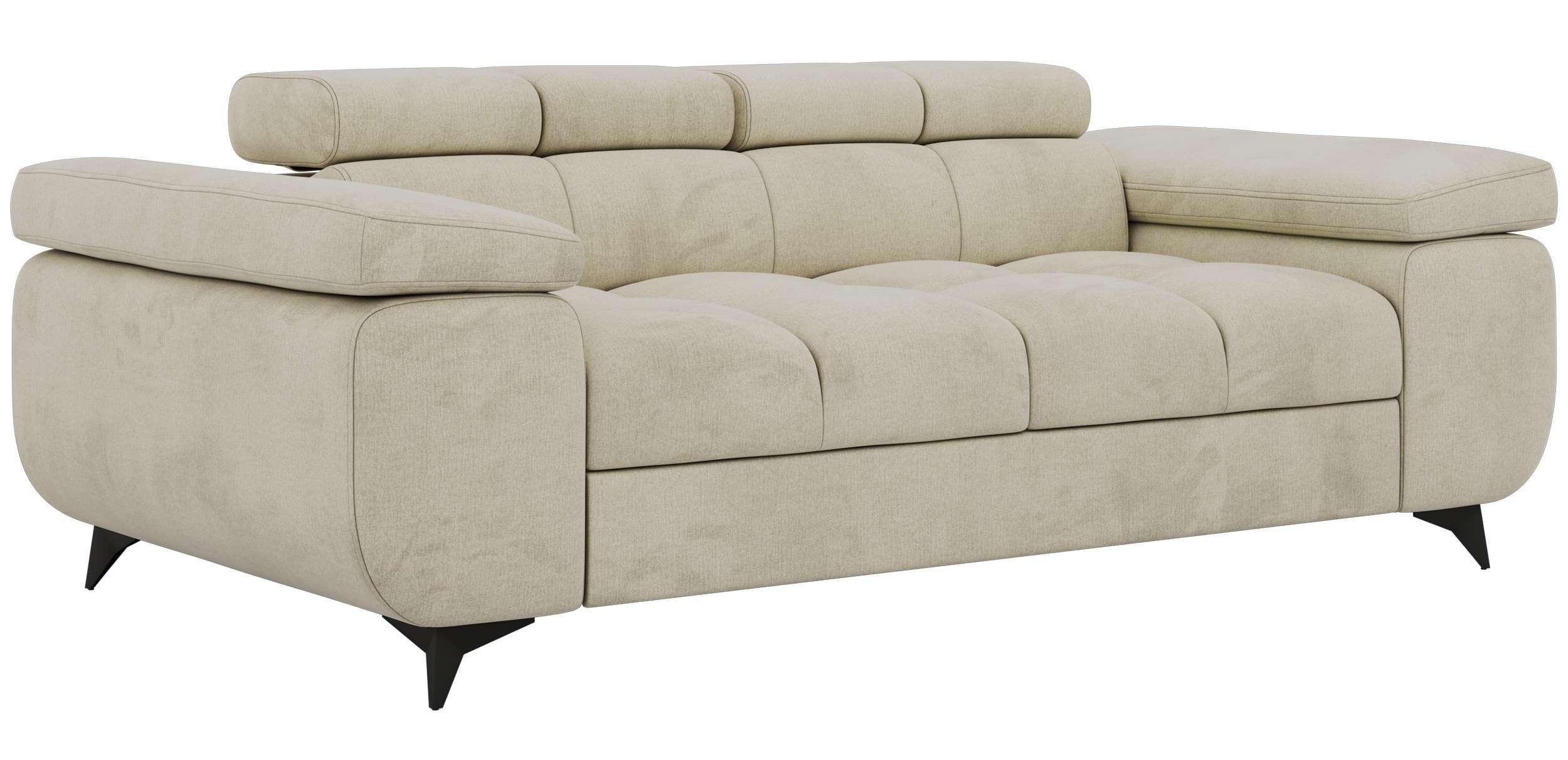 2-SITZER SOFA NIDELLO - Beige Velvet - Beige/Schwarz, Textil/Metall (194/70/97cm) - MKS