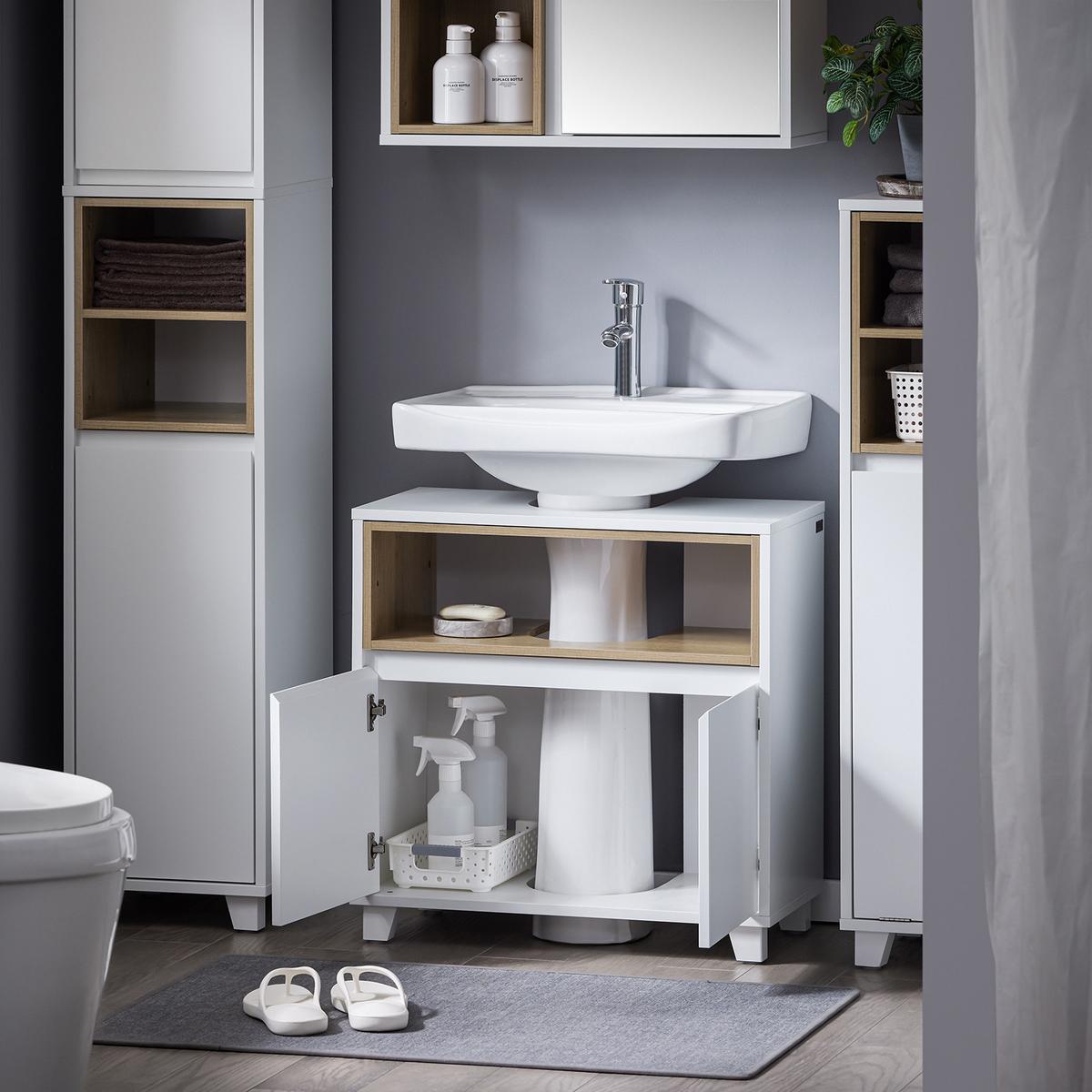 WASCHBECKENUNTERSCHRANK Weiß 60cm - Weiß, Holzwerkstoff (60/61/30cm) - SoBuy