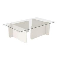 COUCHTISCH mit Tischplatte aus gehärtetem Glas 105/65/30 cm - Eiche Bianco, Holzwerkstoff (110/65/30cm) - Calicosy