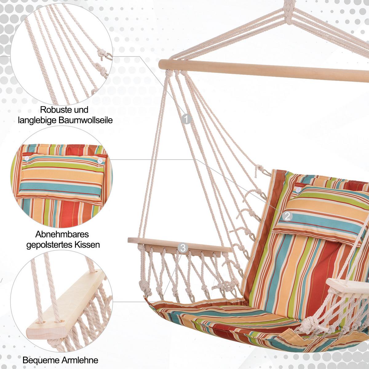 HÄNGESESSEL, Polyester, Mehrfarbig - Multicolor, Textil (106/106/100cm) - Outsunny