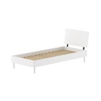EINZELBETT 90x200 Keeley Buche Weiß Holz Kopfteil Komfort Stabil - Weiß, Holz (90/200cm) - 58aufmkessel