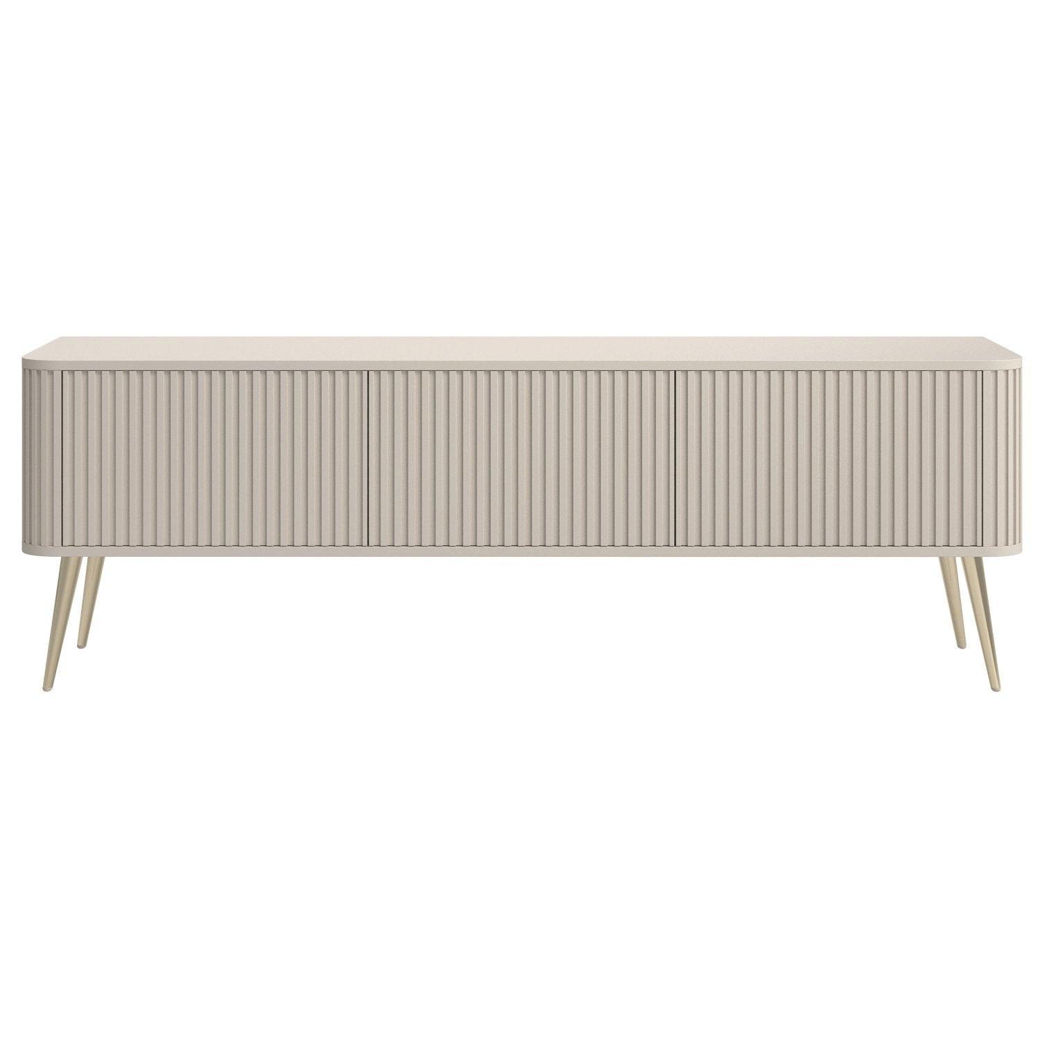 TV-LOWBOARD Ovarlo Greige mit goldenen Metallbeinen 163 cm - Taupe/Goldfarben, Holzwerkstoff/Metall (163.2/49.2/38cm) - Selsey