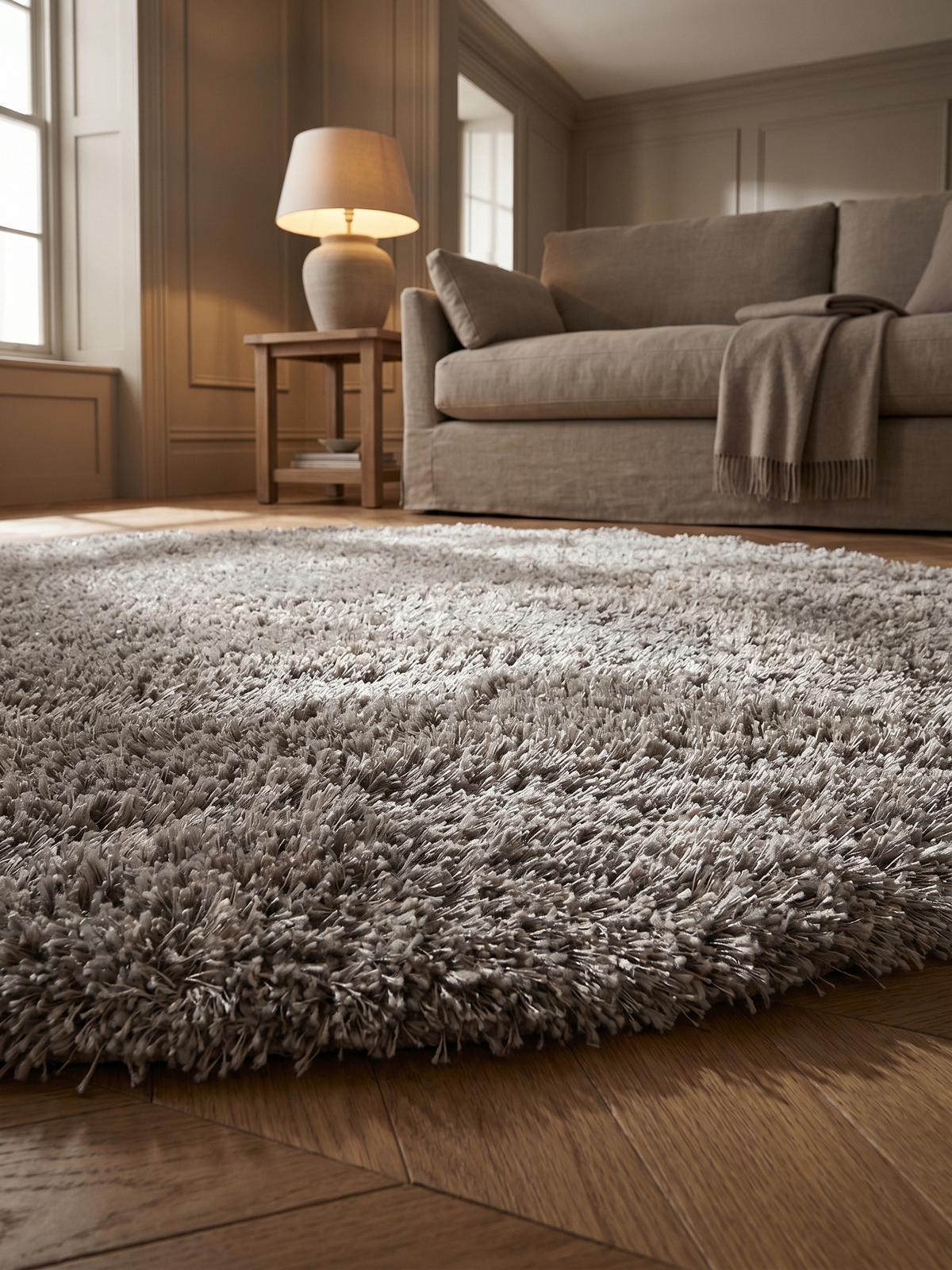 HOCHFLORTEPPICH SALZACH, einfarbig, Beige, Ø 200 cm - Beige, Textil (200/200cm) - KADIMA DESIGN