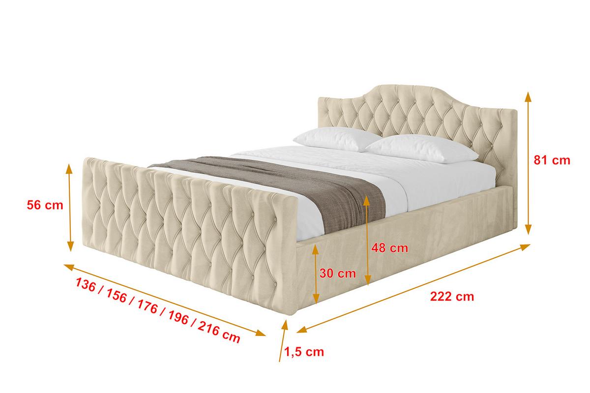 POLSTERBETT mit Bettkasten, Fußteil und Lattenrost, Boxbett mit Matratze H3/H4 - FALIO-Z-V1 120x200 Beige - Ecru, Holzwerkstoff/Textil (120/200cm) - ALTDECOR