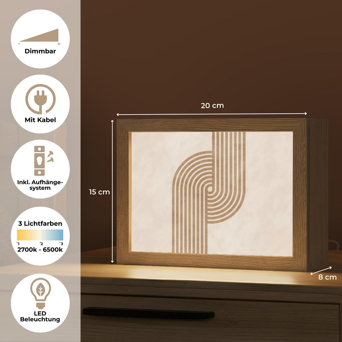 WANDLEUCHTE Symmetrische Biegung - kupferfarbig 20x15 cm - Beige, Holzwerkstoff (20/15/8cm) - OnlyWow