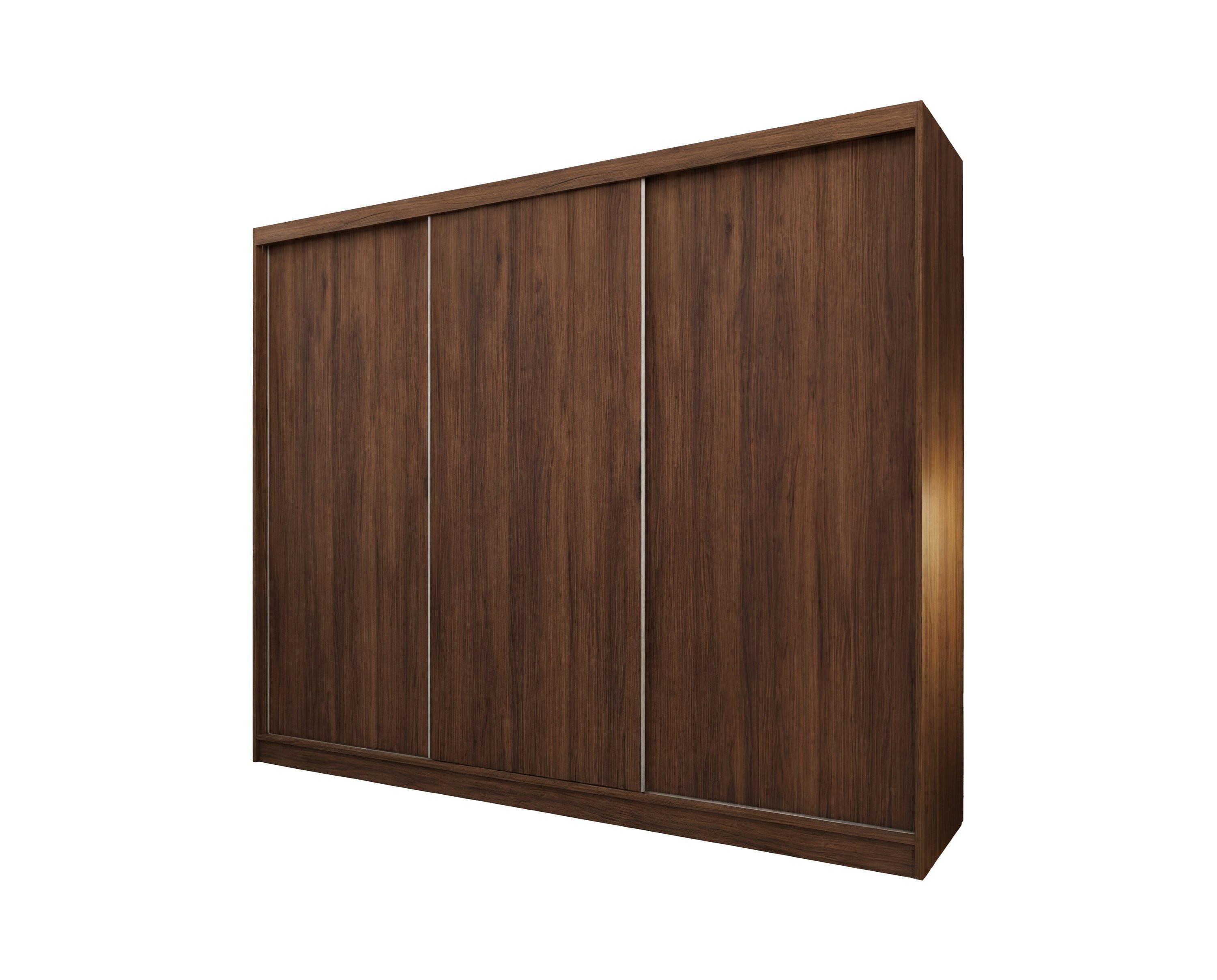 SCHWEBETÜRENSCHRANK SOFIA 240/216/61 cm Modern Kleiderschrank 3-türig Nussbaumfarben - Nussbaumfarben, Holzwerkstoff (240/216/61cm) - MASSENO