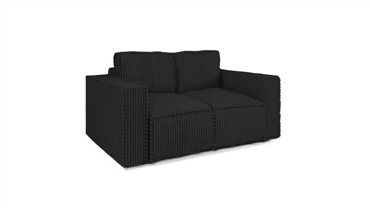 SOFASET Vajana 3-2-1 - Schwarz, Holzwerkstoff/Textil (240/86/102cm) - Fun Möbel