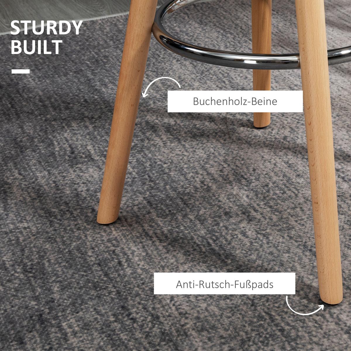 BARHOCKER, Kunstleder, Buchenholz, Weiß - Weiß, Kunststoff (43/91/43cm) - HOMCOM