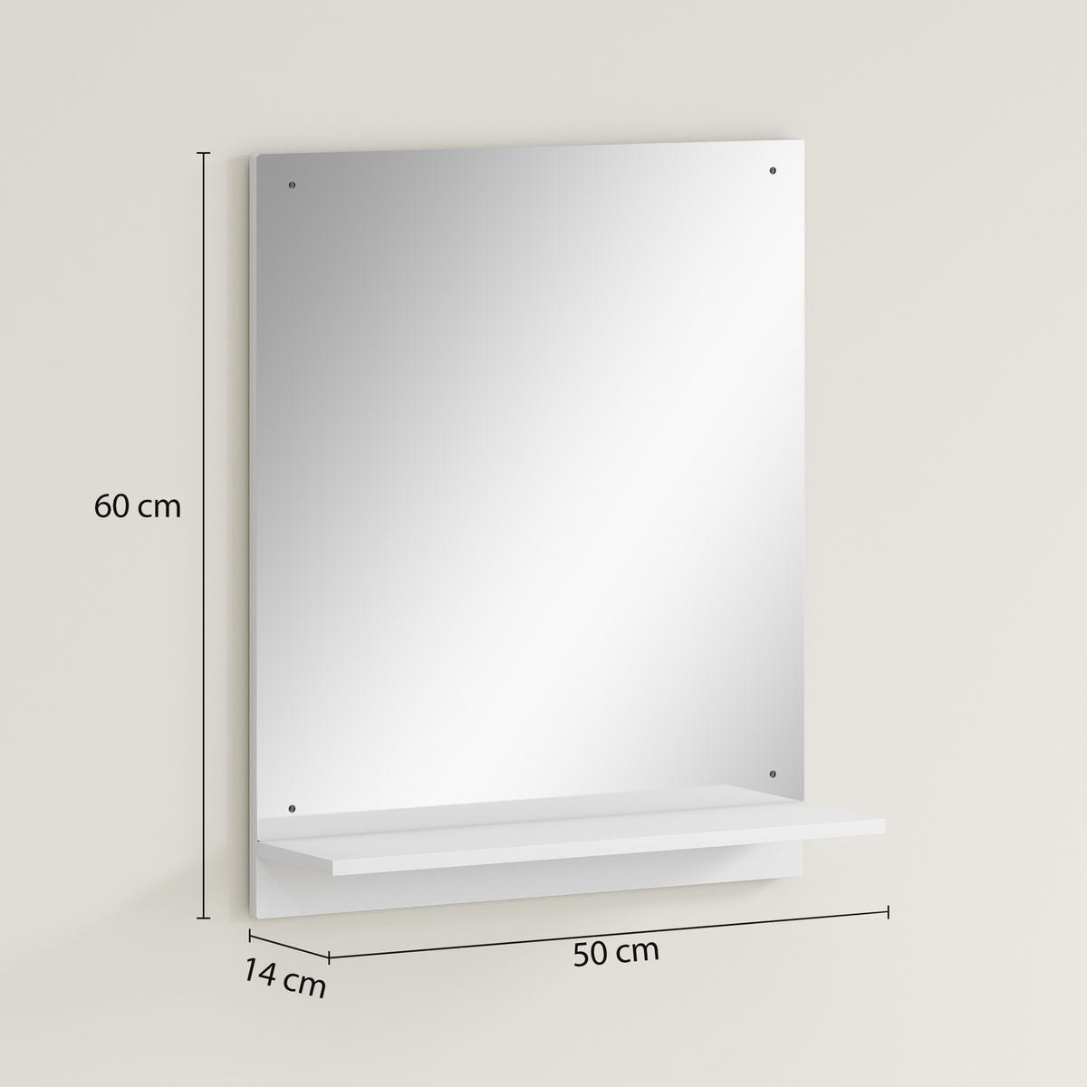 BADSPIEGEL mit Regal 50/60 cm - Weiß, Holzwerkstoff (14/60/50cm) - HOMCOM