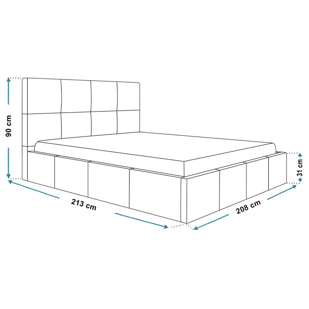 BETT 180x200 - Polsterbett mit Bettkasten und Metallrahmen - Modern Betten - Glatter Kronos-Stoff - Kollektion Roma, Dunkelgrau - Dunkelgrau, Holz/Textil (180/200cm) - Alpi-Möbel