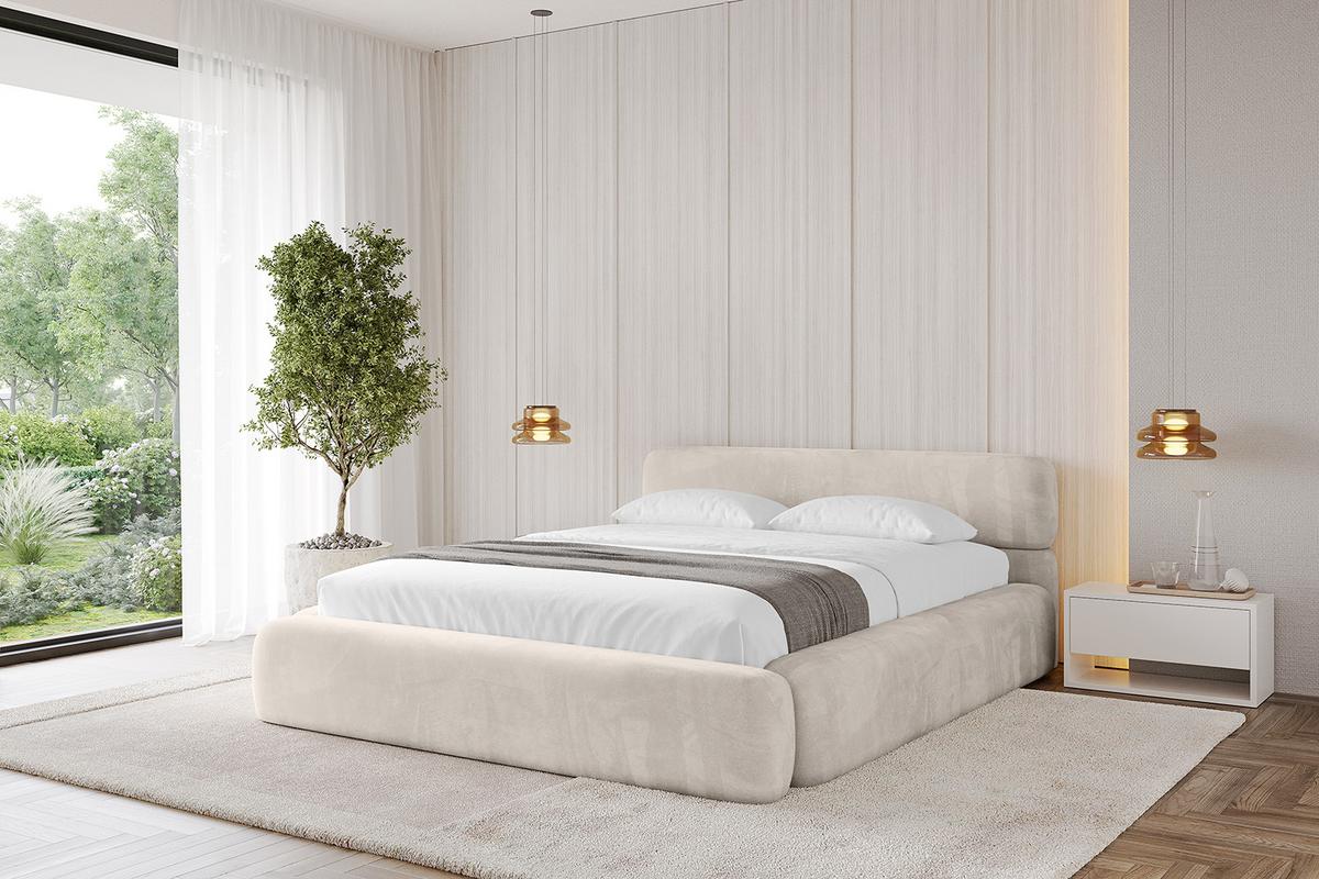 POLSTERBETT mit Bettkasten und Lattenrost, Bett mit Matratze H3/H4 - ENORA-V1 180x200 Beige - Beige, Holzwerkstoff/Textil (180/200cm) - ALTDECOR