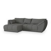 ECKSOFA ORENTI L-S Grau Boucle-Stoff mit Schlaffunktion - Grau, Holz (287/182cm) - MASSENO
