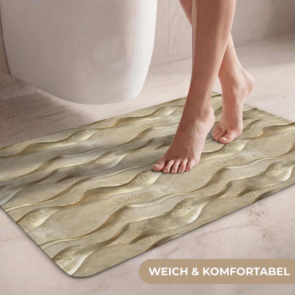 WC-VORLEGER Wellen - Muster - Gold Toilettenteppich 80x50 cm - Messingfarben, Textil (80/1cm) - OnlyWow
