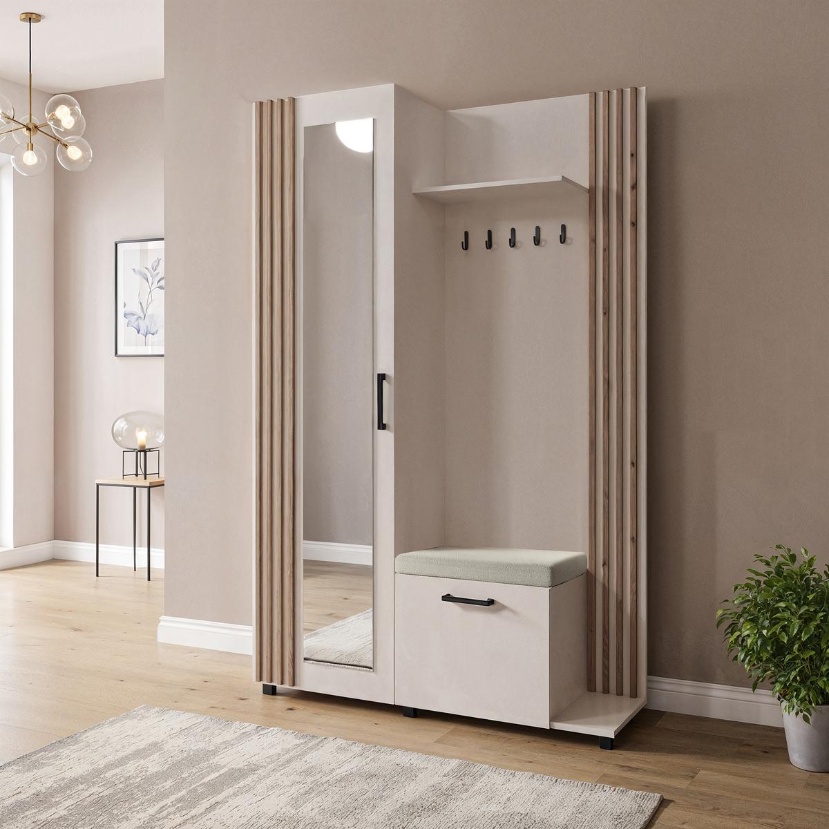 GARDEROBENSCHRANK ARMADIO 137/207/42 cm Modern Garderobe-Set Kaschmir - Kaschmir/Eiche Artisan, Holzwerkstoff (137/207/42cm) - MASSENO