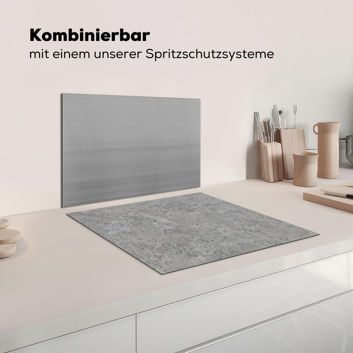 HERDABDECKPLATTE Beton - Schiefer - Grau - Struktur aus Beton Ceranfeldabdeckung 59x52 cm - Hellgrau, Kunststoff (59/52/0.2cm) - MuchoWow
