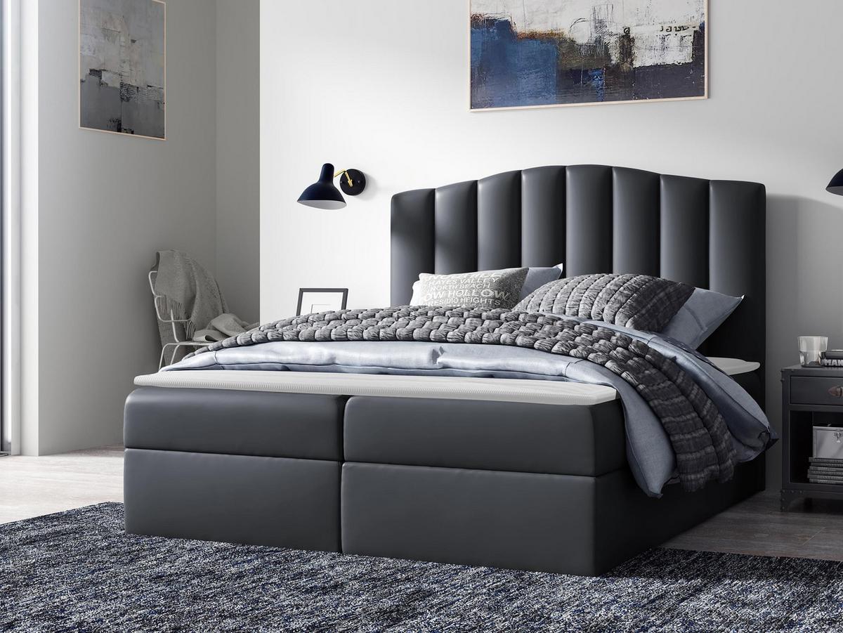 BOXBETT Lindos - H3 - Blaugrau, Holz (160/200cm) - MIRJAN24