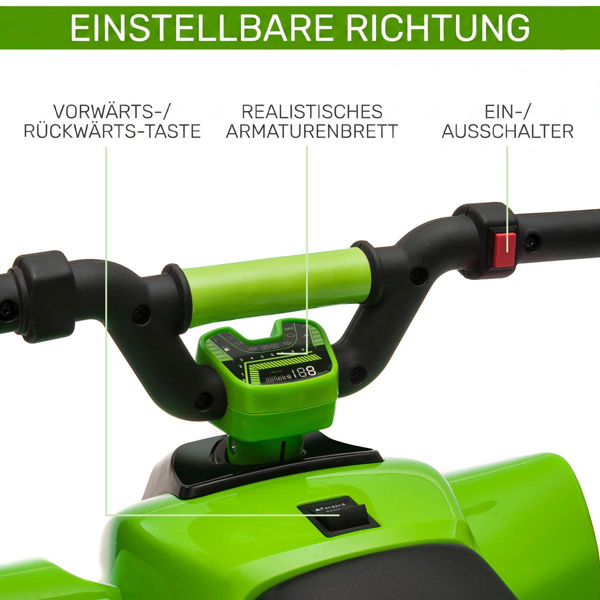 KINDER-ELEKTRO-QUAD Kunststoff Metall Grün - Grün, Kunststoff (72/40/45.5cm) - HOMCOM