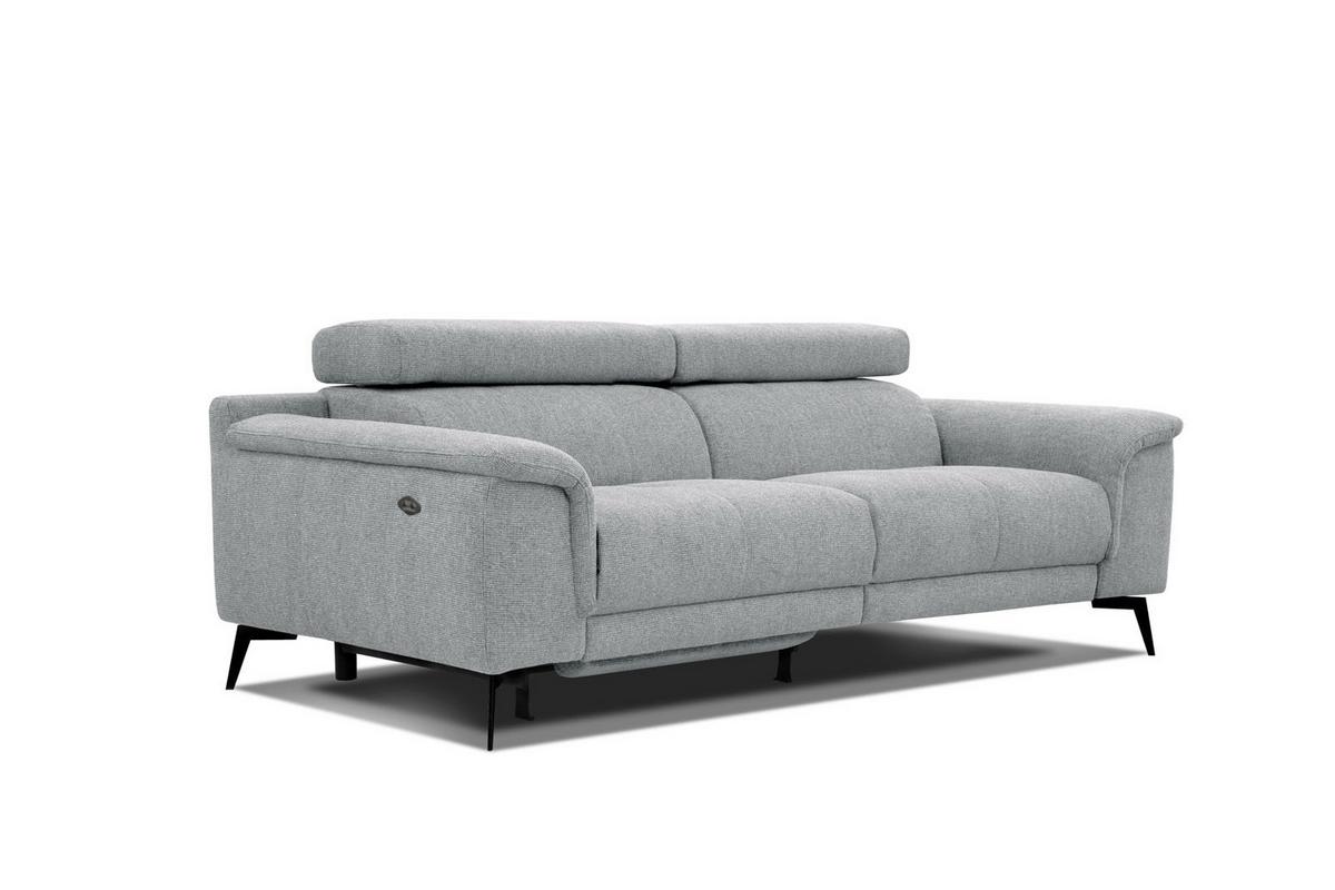 RELAXSOFA FIERO 3-Sitzer mit 1 Relaxfunktion, silberfarben - Silberfarben/Schwarz, Holzwerkstoff/Textil (212/82/103cm) - Wozimo