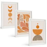 BILDER SET 3er Set - 40x60 cm Weißer Rahmen - Abstrakte orange Formen - Weiß, Kunststoff (40/60cm) - TULUP