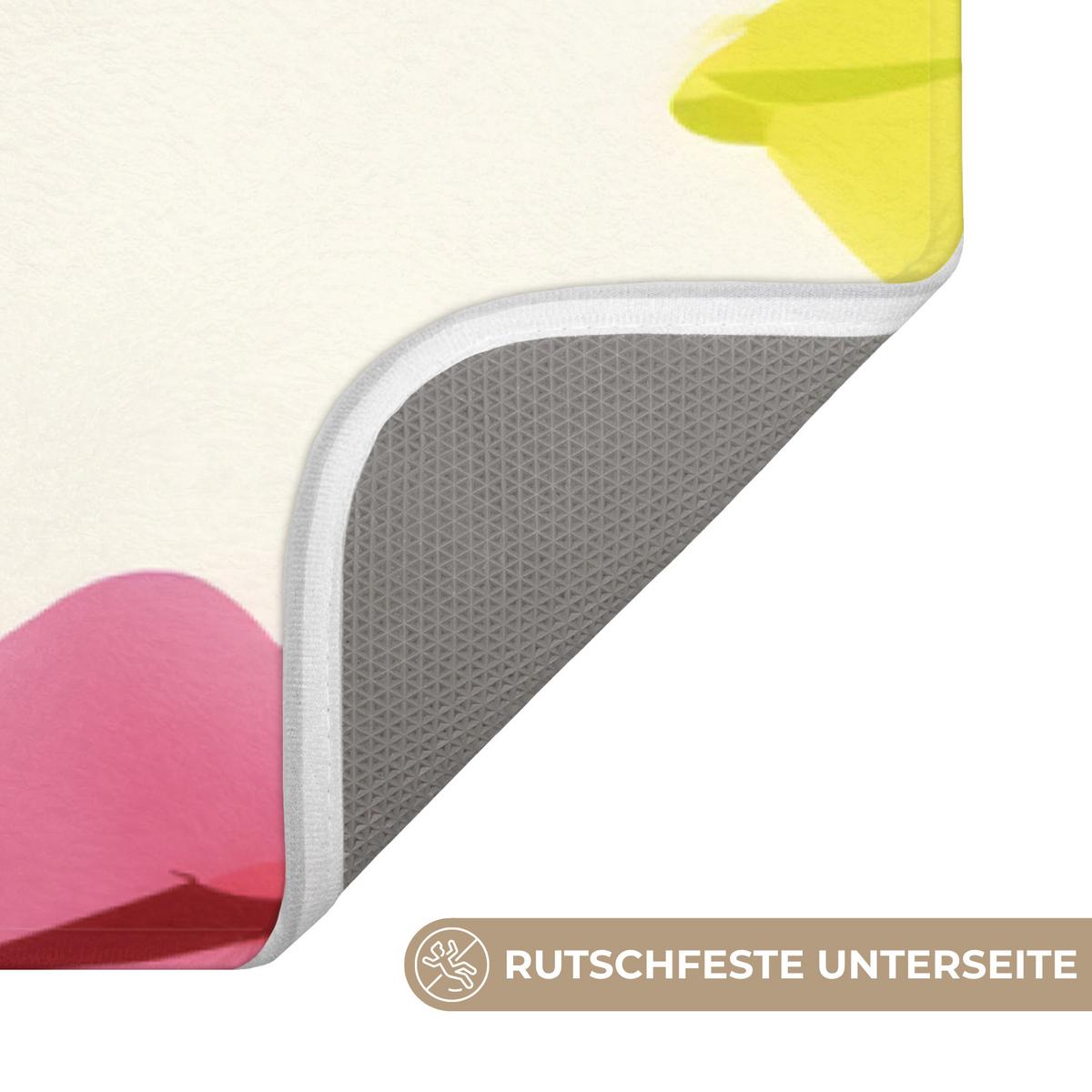 BADEMATTE Lippen - Bunt - Glänzend 60x120 cm - Rosa, Textil (60/120cm) - OnlyWow