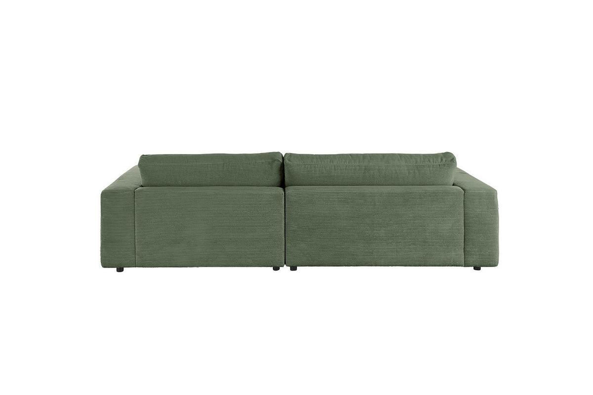 ECKSOFA MADELINE Grün Cord - Schwarz/Olivgrün, Kunststoff/Textil (270/190cm) - KAWOLA