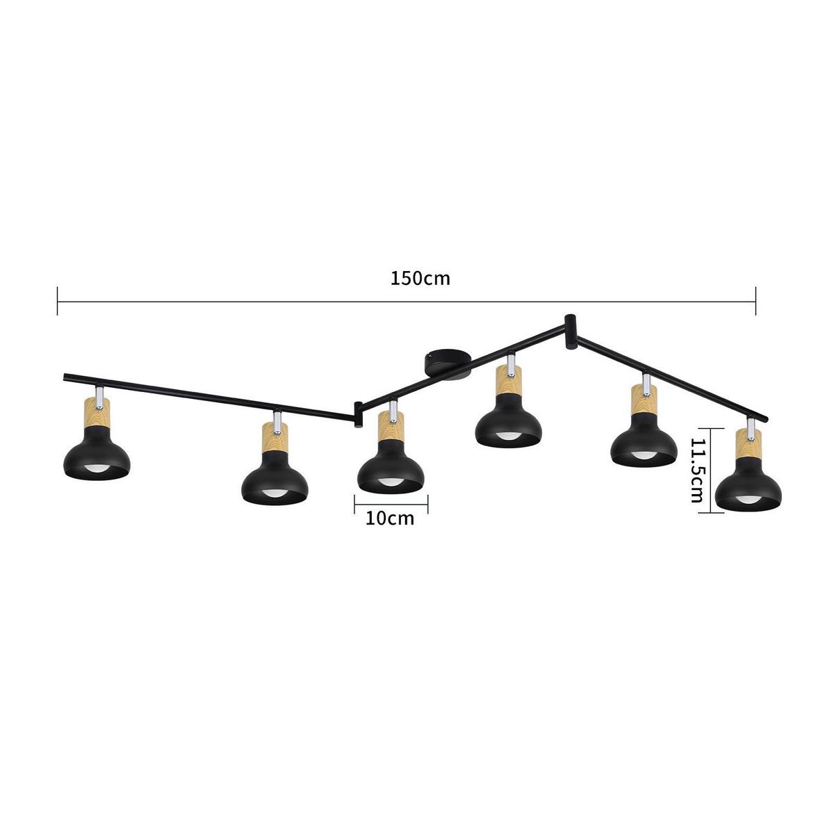 DECKENSTRAHLER Ferguson 6-flammig 17.5/11/150 cm - Schwarz, Metall (17.5/11/150cm) - Nettlife
