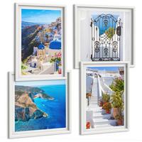 BILDER SET 4er Set - 50x50 cm & 40x60 cm Weißer Rahmen - Griechische Architektur auf Santorin, Oia - Weiß, Kunststoff (50/50cm) - TULUP