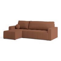 ECKSOFA VOLIRA Kupferfarben Boucle-Stoff mit Schlaffunktion - Kupferfarben, Holz (230/143cm) - MASSENO