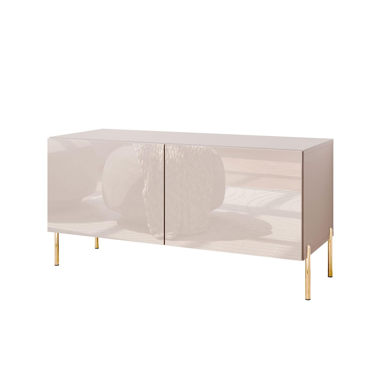 TV-SCHRANK COLGANTE 100 Kaschmir Hochglanz, mit LED, Gerade goldene Füßen - Kaschmir/Goldfarben, Holzwerkstoff (100/50/40cm) - Lookway