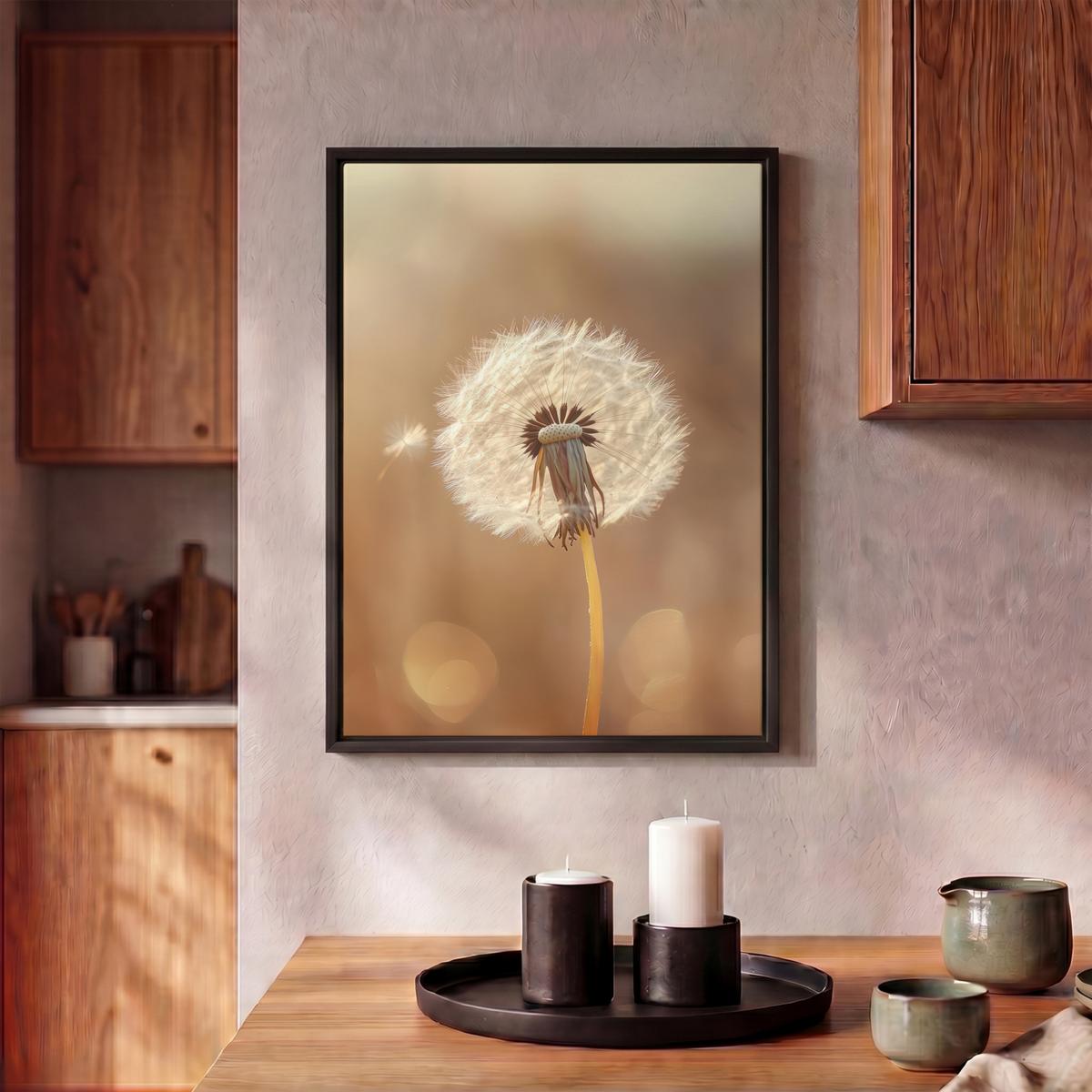 LEINWAND Bilder mit Rahmen - Löwenzahn - Beige - Natur - Blume - 30x40 - Hellbraun, Textil (30/40cm) - MuchoWow