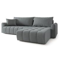 ECKSOFA FRIGA Grau Strukturstoff mit Schlaffunktion - Grau, Holz (283/185cm) - MASSENO