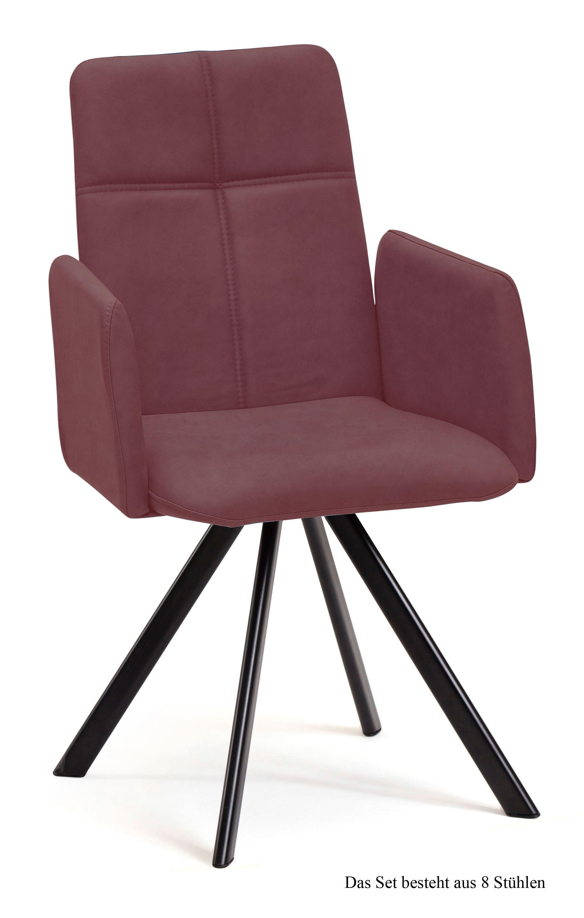 ARMLEHNSTUHL (8er-Set) Dawna 52x92x60 Schwarz/Marsala - Brombeere/Schwarz, Kunststoff (60/92/52cm) - 58aufmkessel