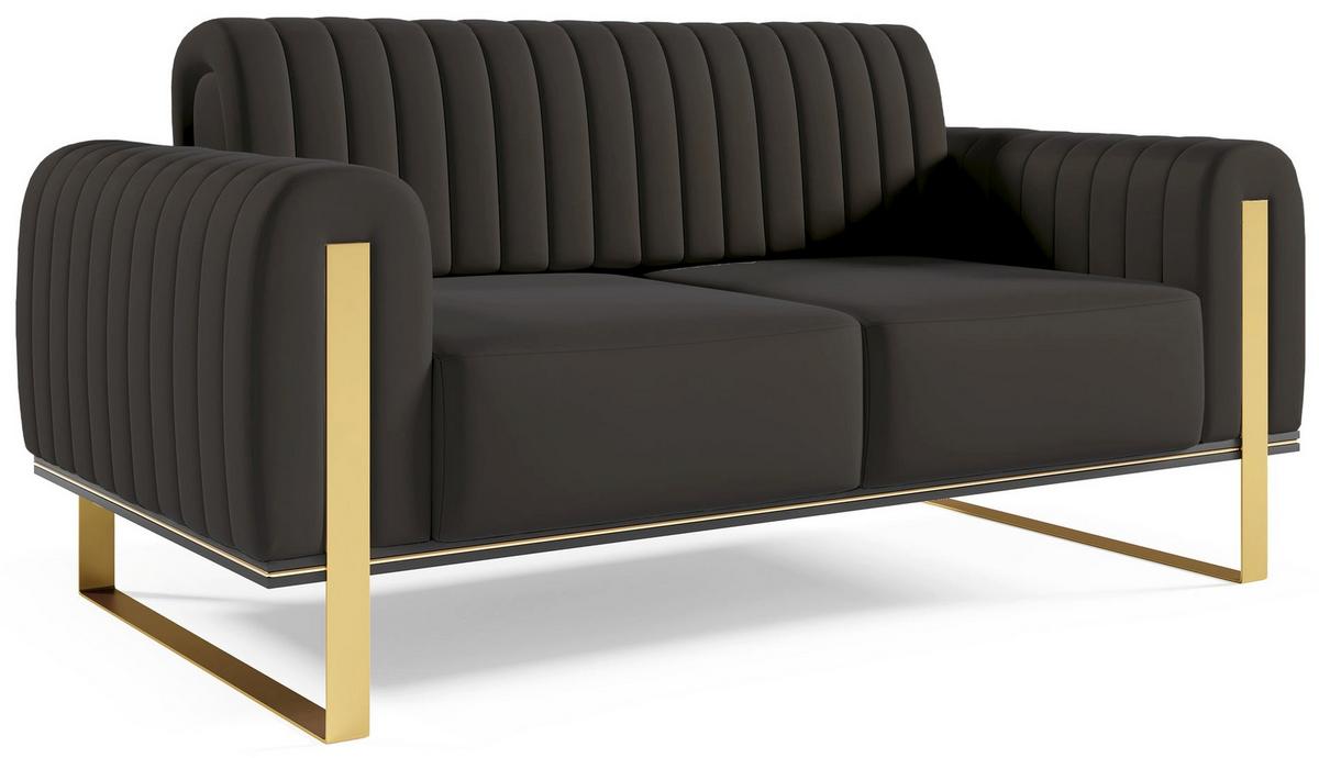 SOFA Parissa 164 cm - Goldfarben/Schwarz, Textil/Metall (164/79/92cm) - Selsey