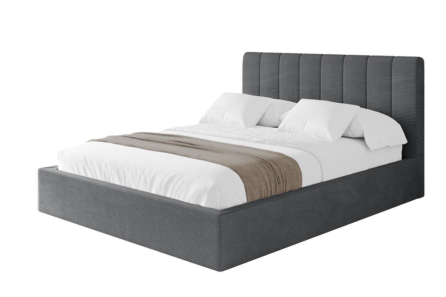 POLSTERBETT mit Bettkasten und Lattenrost, Bett mit Matratze H3/H4 - STERA 160x200 Dunkelgrau - Graphitfarben, Holzwerkstoff/Textil (160/200cm) - ALTDECOR