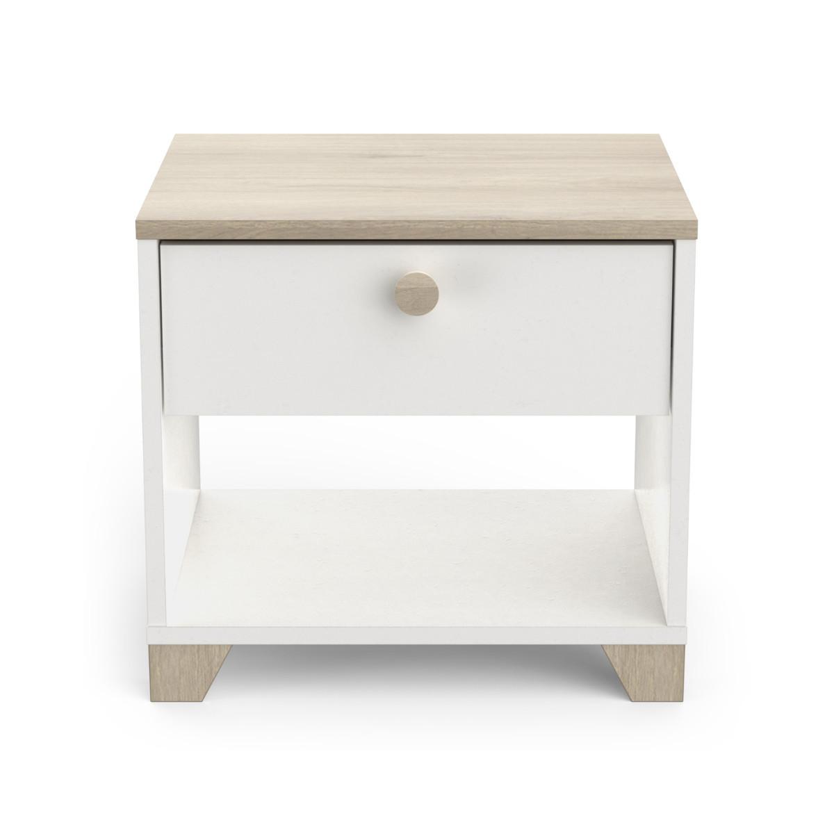 NACHTTISCH 1 schublade - izzy 43,2/36,2/39,7 cm - Weiß, Holzwerkstoff (36.2/39.7/43.2cm) - Calicosy