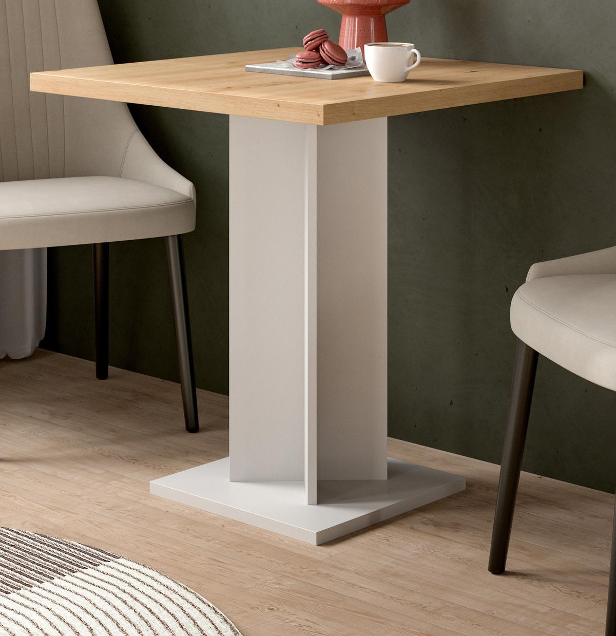 ESSTISCH Eiche Artisan, weiß 70 x 70 cm, Küchentisch quadratisch - Eiche Artisan/Weiß, Holzwerkstoff (70/70/76cm) - Inn.Furn