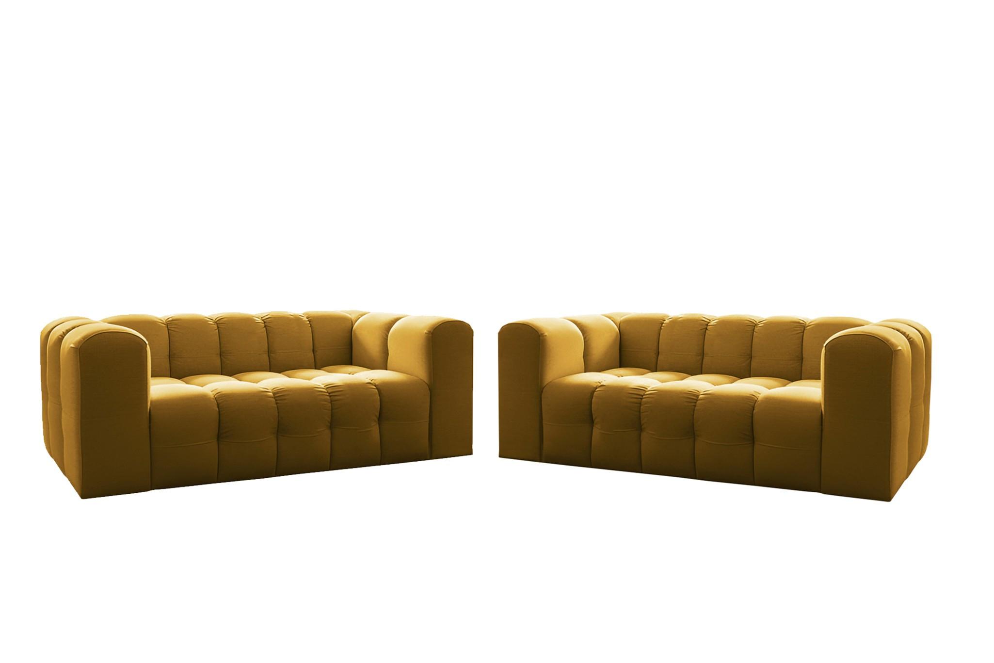 SOFASET Solvie 2-2 In Tiffani - Gelb, Holzwerkstoff/Textil (200/75/106cm) - Fun Möbel