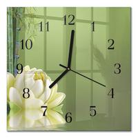 WANDUHR aus Glas 30x30 cm - Lilie - Grün, Glas (30/30/0.4cm) - TULUP