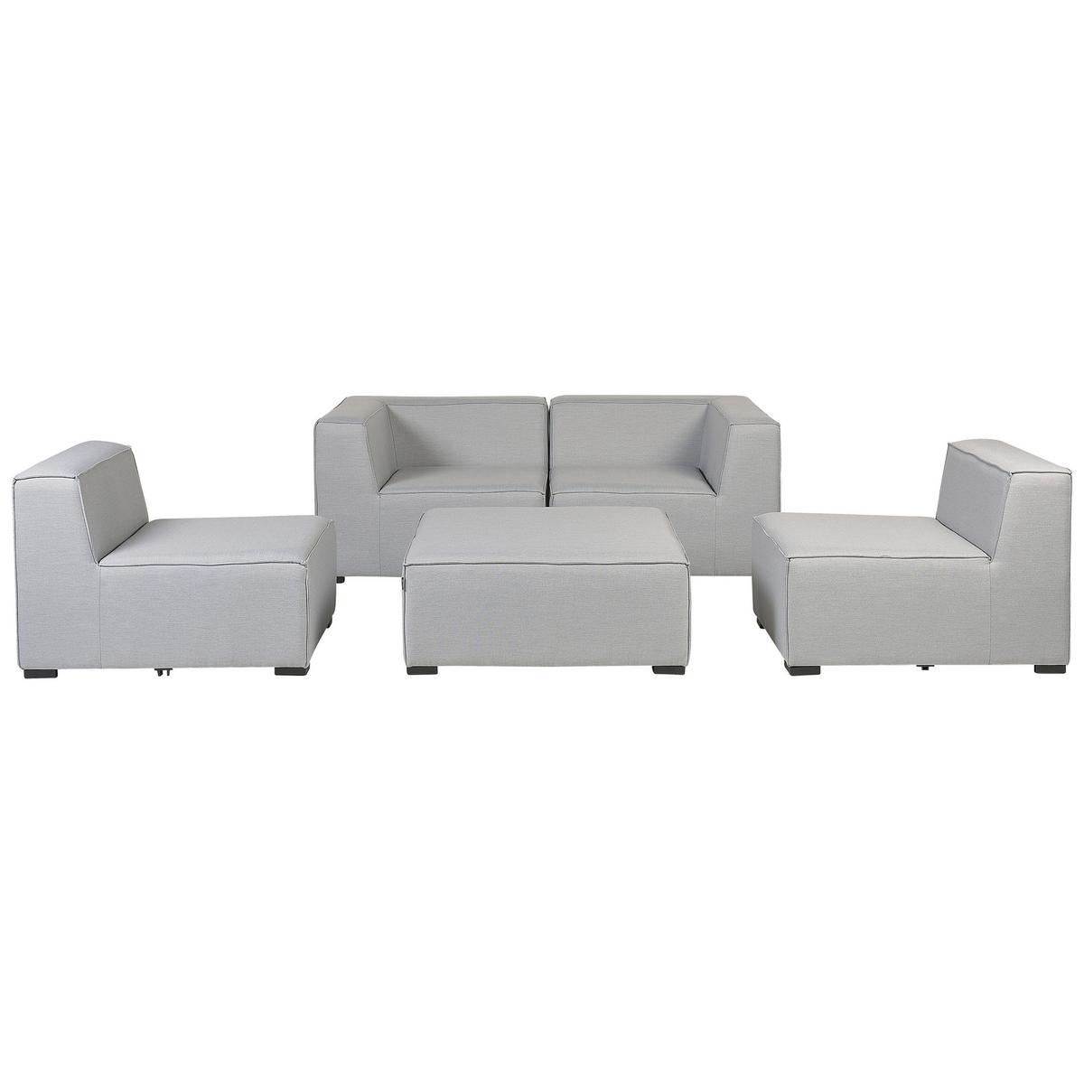 LOUNGE SET 4-Sitzer hellgrau modular Arezzo - Hellgrau, Textil - Beliani