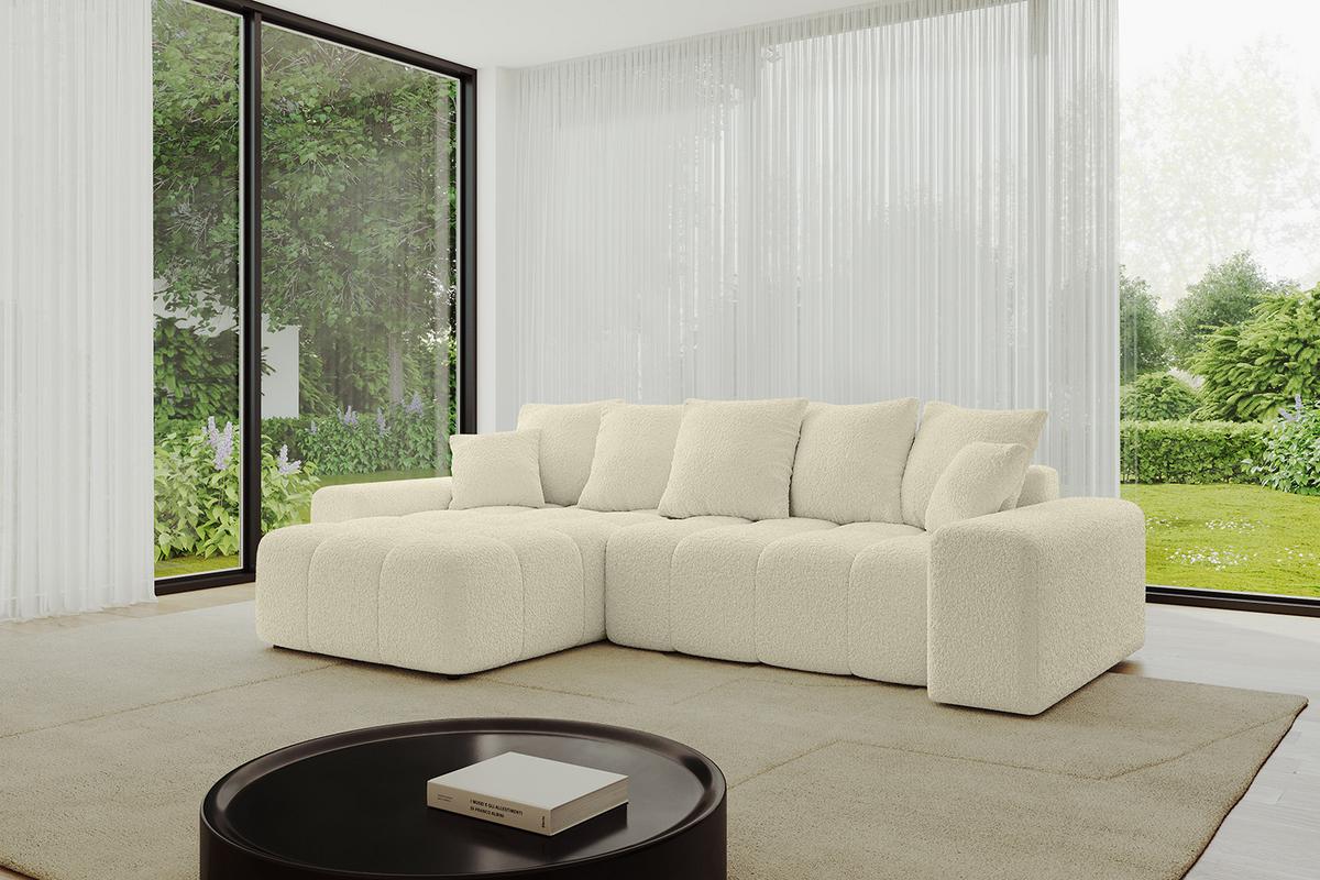 ECKSOFA Ottomane links ENIL-L 297x189x68 Beige Bouclé - Hellbraun/Creme, Holzwerkstoff/Kunststoff (297/189cm) - ALTDECOR