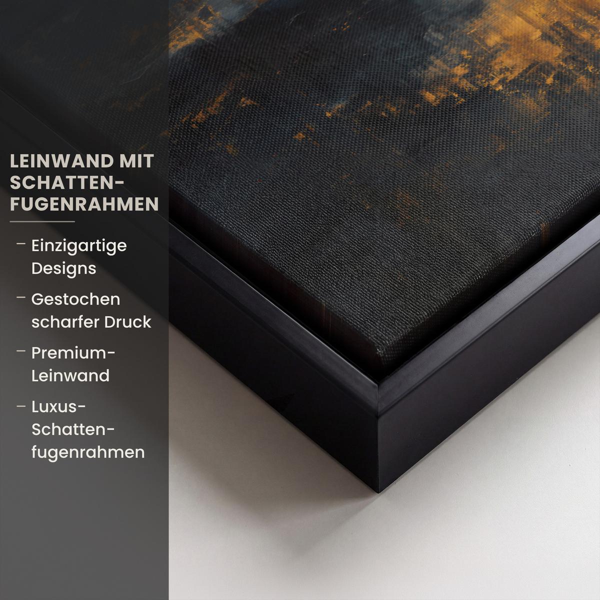 LEINWAND Bilder mit Rahmen - Goldene Reflexion auf dem Wasser - 30x20 - Anthrazit, Textil (30/20cm) - MuchoWow