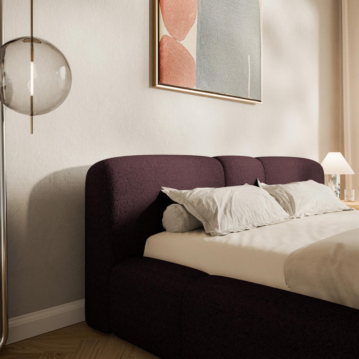 POLSTERBETT Bowia, Bettkasten Burgund Plüsch, 140x200 cm - Schwarz/Kupferfarben, Textil (140/200cm) - Selsey