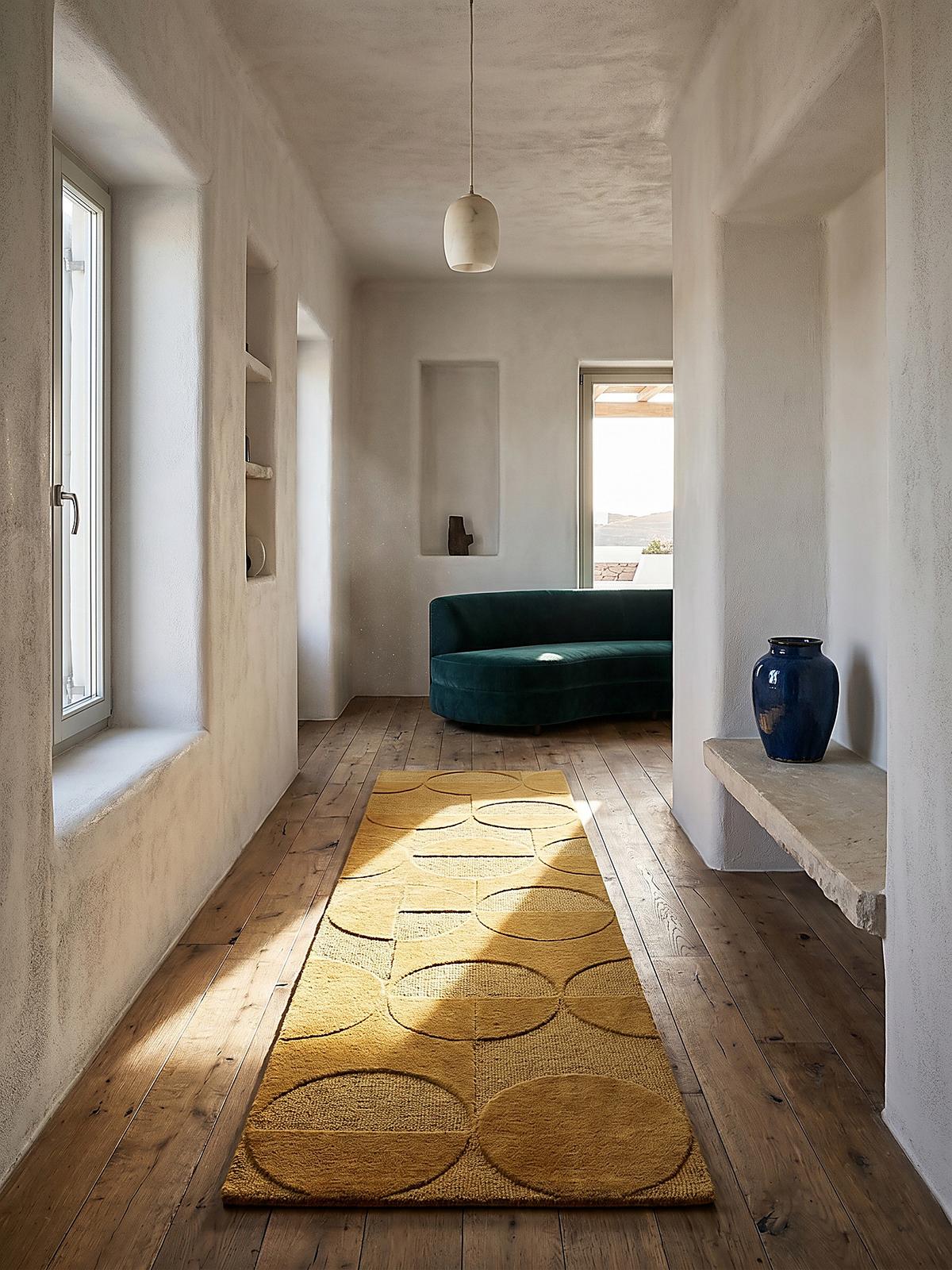 TEPPICH aus Wolle DEBEN in Senfgelb, geometrisch, 60 x 230 cm - Gelb, Textil (60/230cm) - KADIMA DESIGN