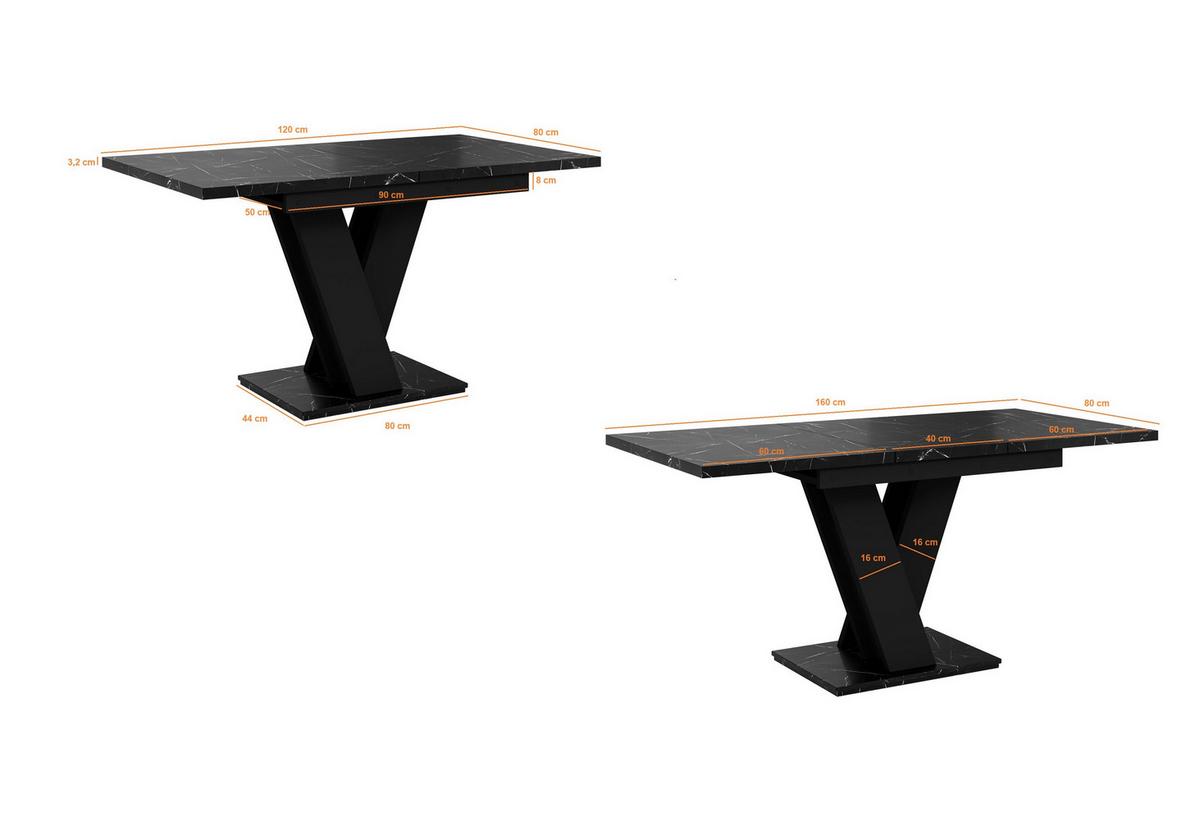 ESSTISCH MASSAR Ausziehbar 120 - 160 / 80 x 76 cm - Hellgrau/Schwarz, Holz (120/80/76cm) - MASSENO